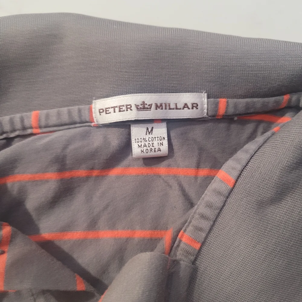 Peter Millar Gray Polo with Orange Stripes - Picture 3 of 4